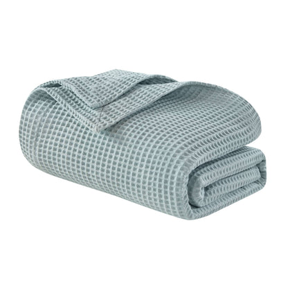 Waffle Weave Cotton Blanket - Aqua