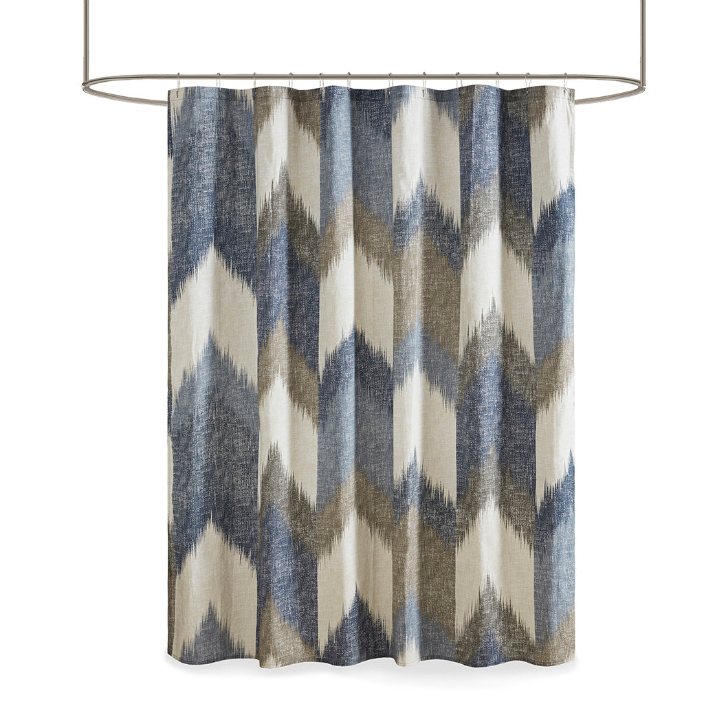 Alpine Cotton Printed Shower Curtain - Navy