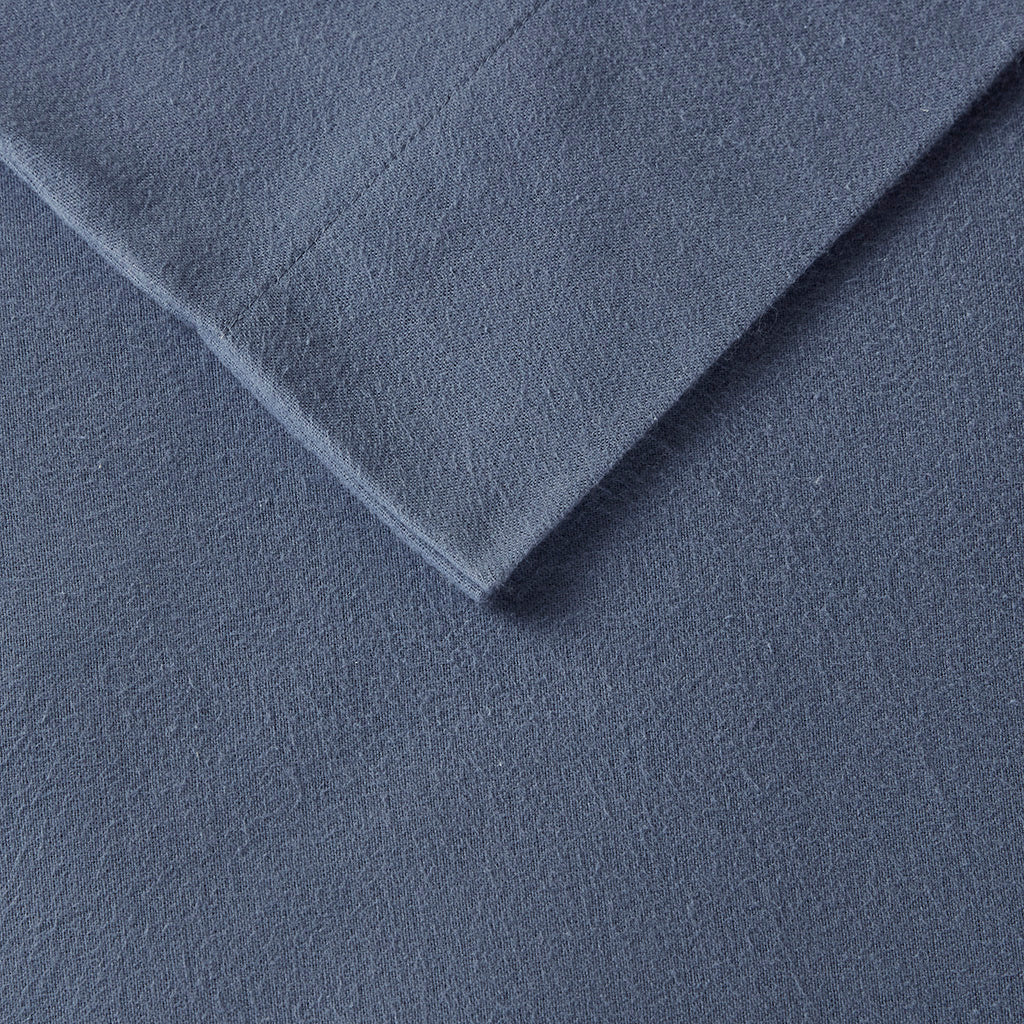 Cozy Cotton Flannel Printed Sheet Set - Blue Solid