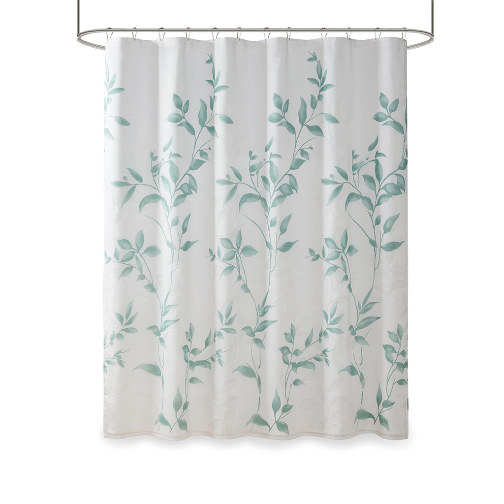 Cecily Burnout Printed Shower Curtain - Seafoam