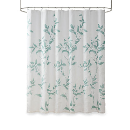 Cecily Burnout Printed Shower Curtain - Seafoam