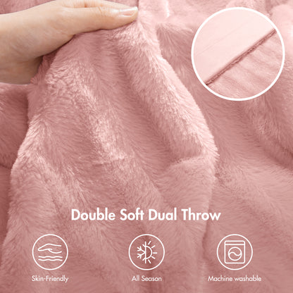 Duke Long Fur Throw - Blush