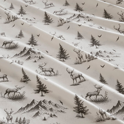 Cotton Flannel Sheet Set - Gray Deer Toile