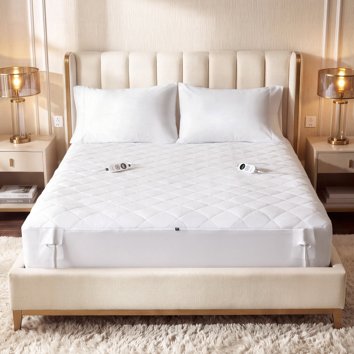 Microfiber Programmable Heated Mattress Pad - White