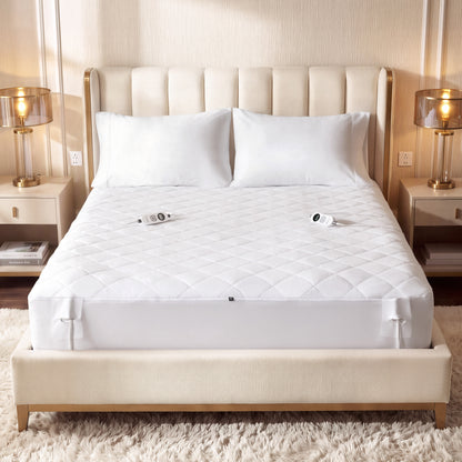 Microfiber Programmable Heated Mattress Pad - White