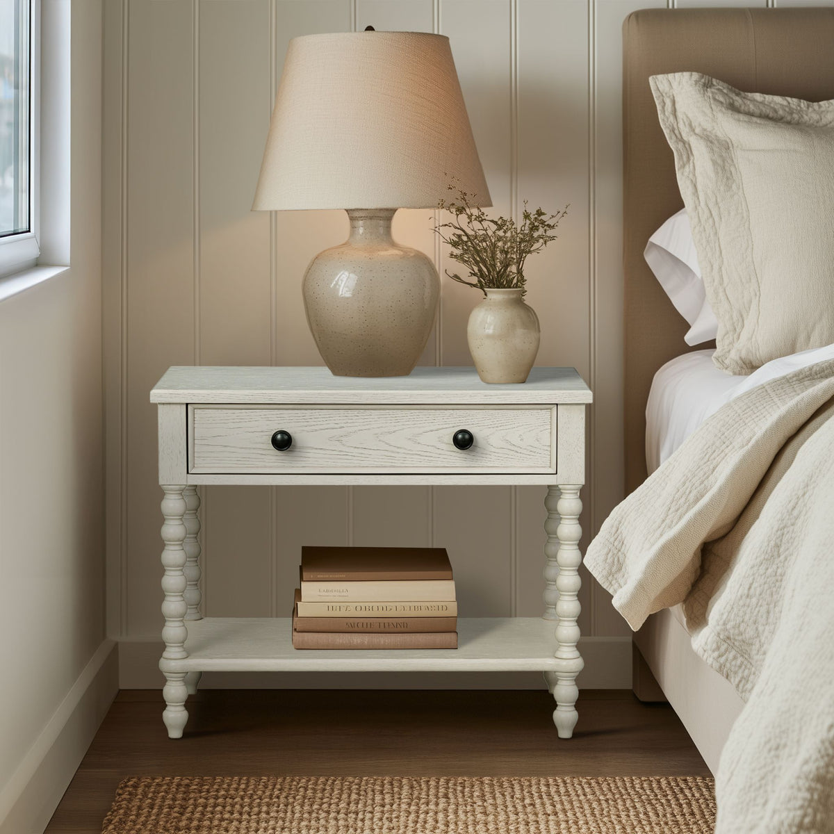 Beckett Large Nightstand - Antique Cream