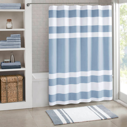 Spa Waffle Shower Curtain with 3M Treatment - Blue