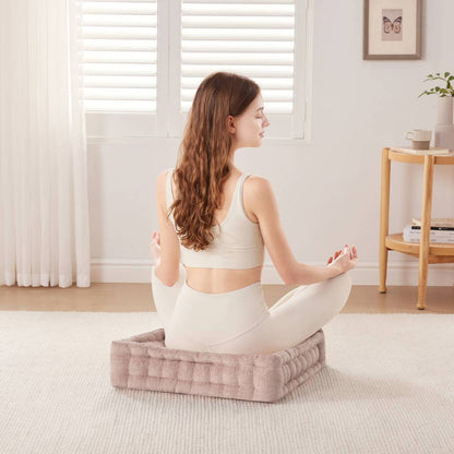 Azza Poly Chenille Square Floor Pillow Cushion - Blush