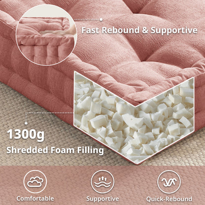 Azza Poly Chenille Square Floor Pillow Cushion - Dusty Peach