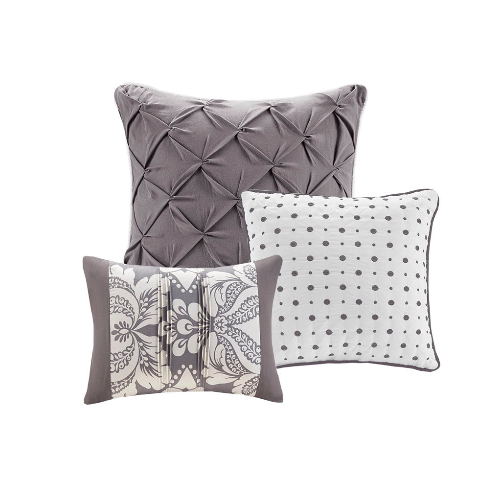 Vienna 6 Piece Printed Duvet Cover Set - Grey