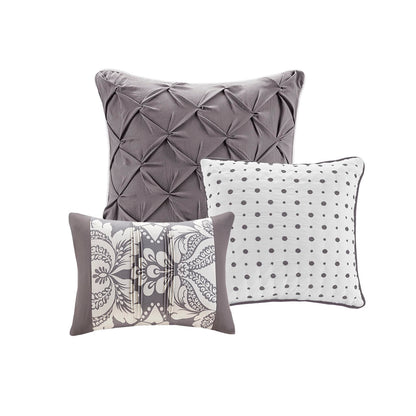 Vienna 6 Piece Printed Duvet Cover Set - Grey