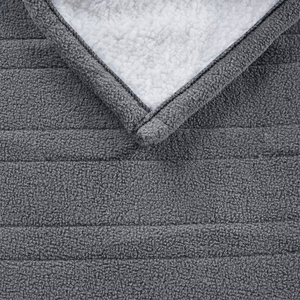Fleece to Sherpa Heated Throw - Dark Grey