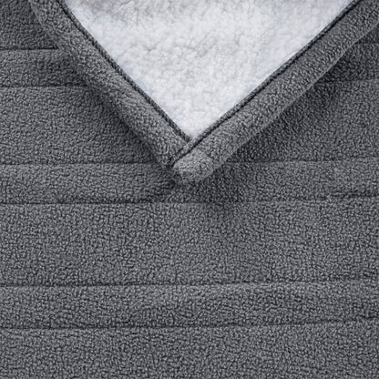 Fleece to Sherpa Heated Throw - Dark Grey