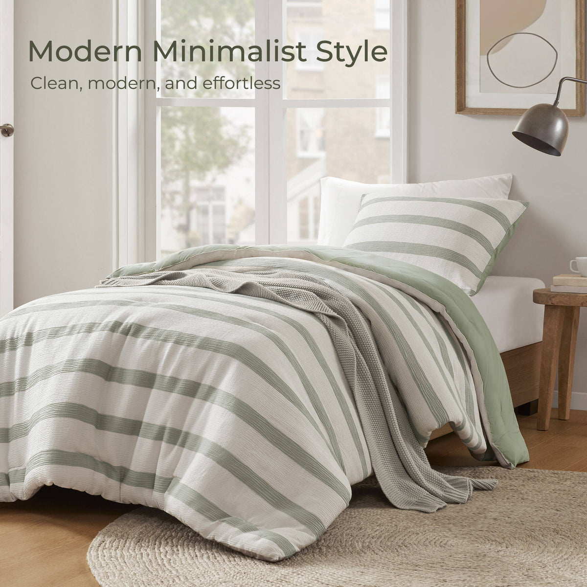 Merritt Yarn-dyed Striped Comforter - Sage Green