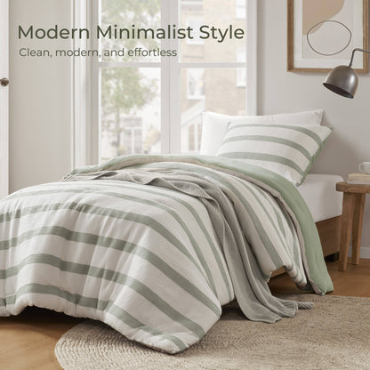 Merritt Yarn-dyed Striped Comforter - Sage Green