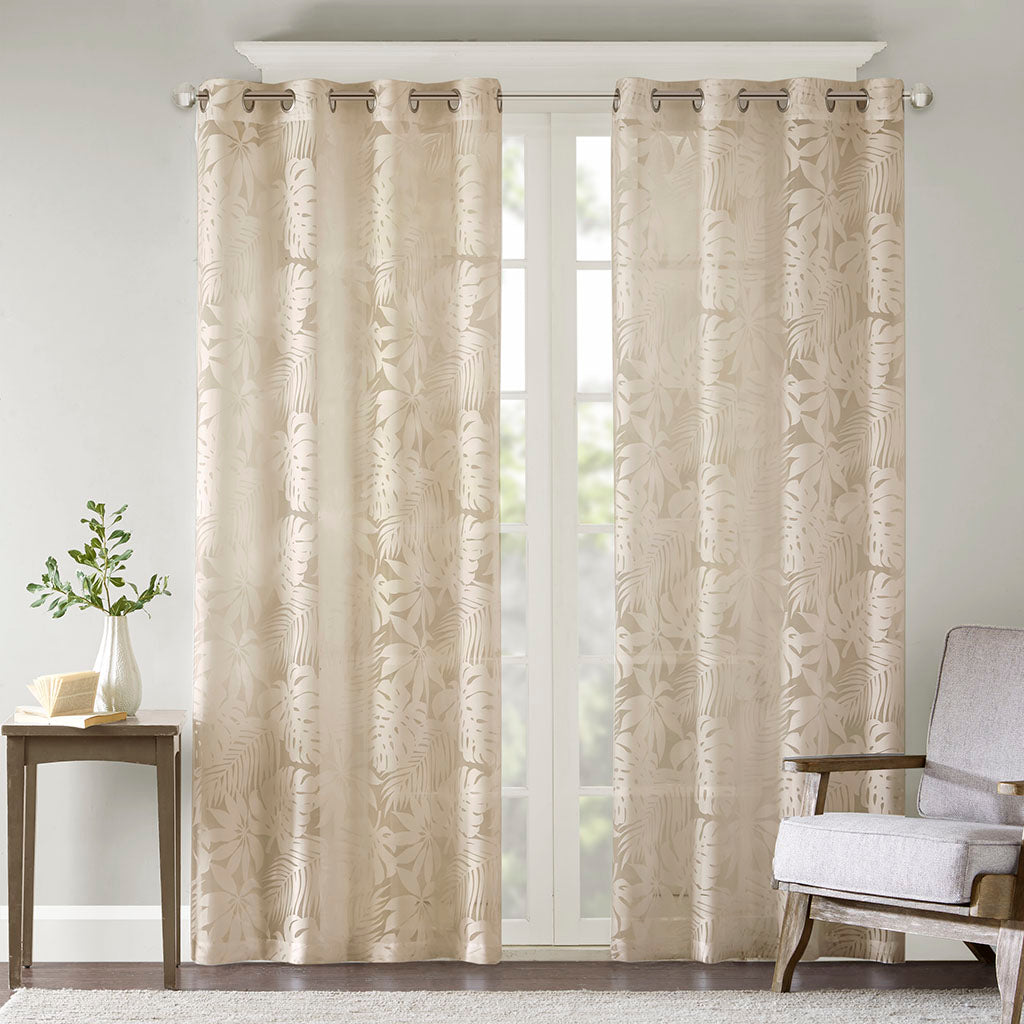 Leilani Palm Leaf Burnout Window Sheer - Natural