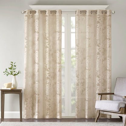 Leilani Palm Leaf Burnout Window Sheer - Natural