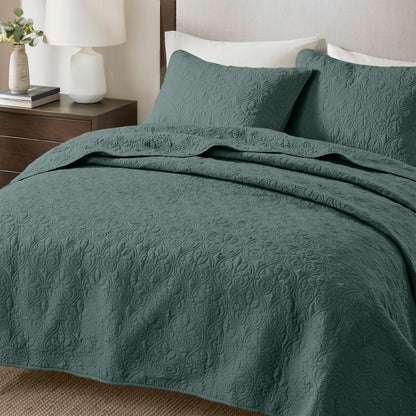 Quebec Reversible Quilt Set - Balsam Green