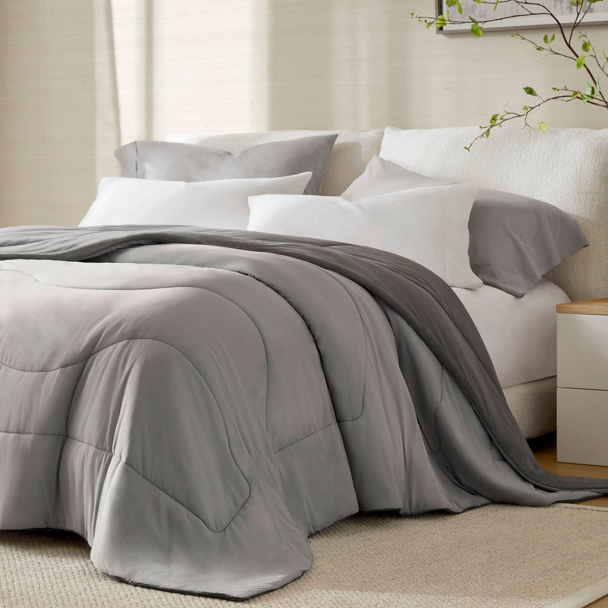 Cooling Reversible Tencel Comforter Blanket - Gray
