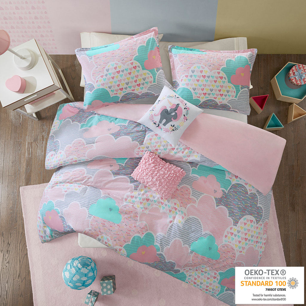 Cloud Cotton Printed Duvet Cover Set - Pink