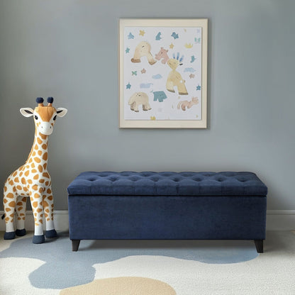 Shandra Tufted Top Upholstered Storage Bench - Navy