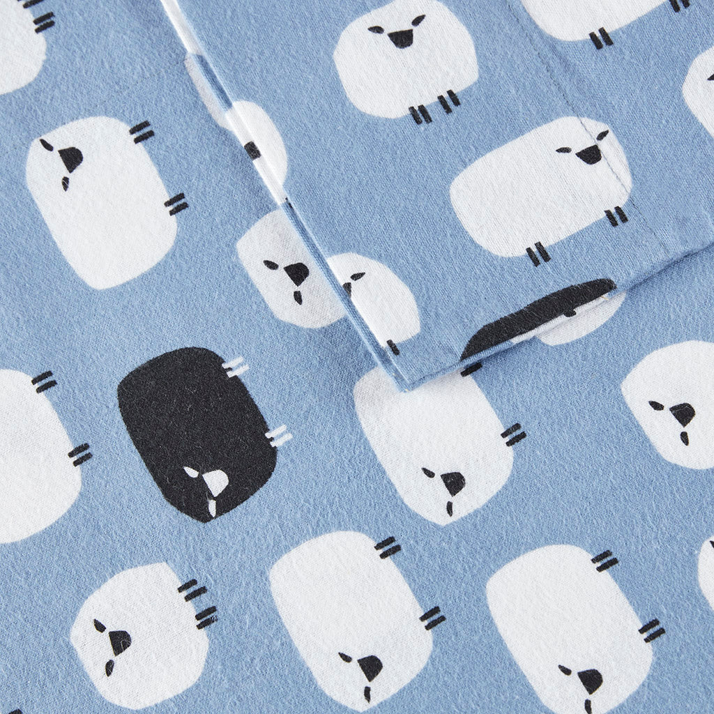 Cotton Flannel Sheet Set - Blue Sheep