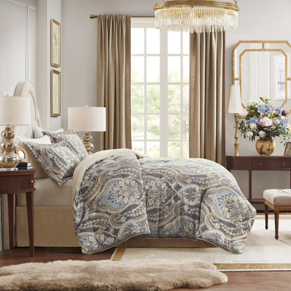 Julius 4 Piece Comforter Set - Blue/Grey