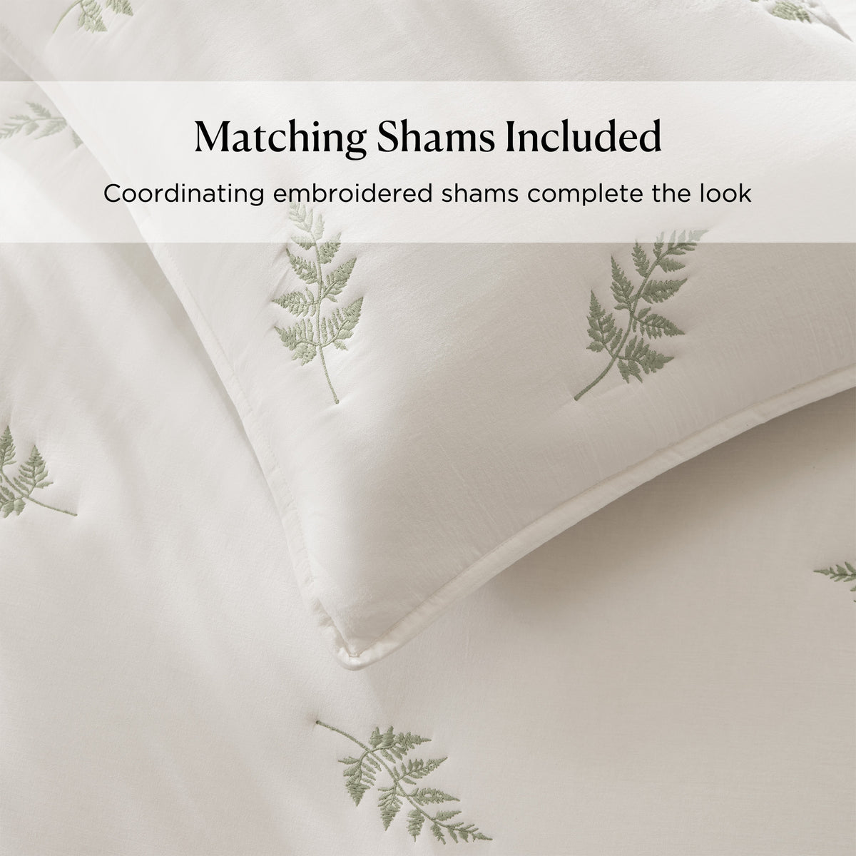 Willow Embroidered Botanical 100% Cotton Lightweight 3 Piece Quilt Set - White/Sage