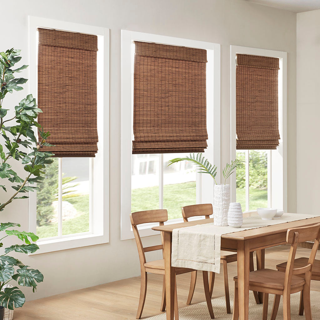 Eastfield Bamboo Light Filtering Roman Shade 64"L - Teak