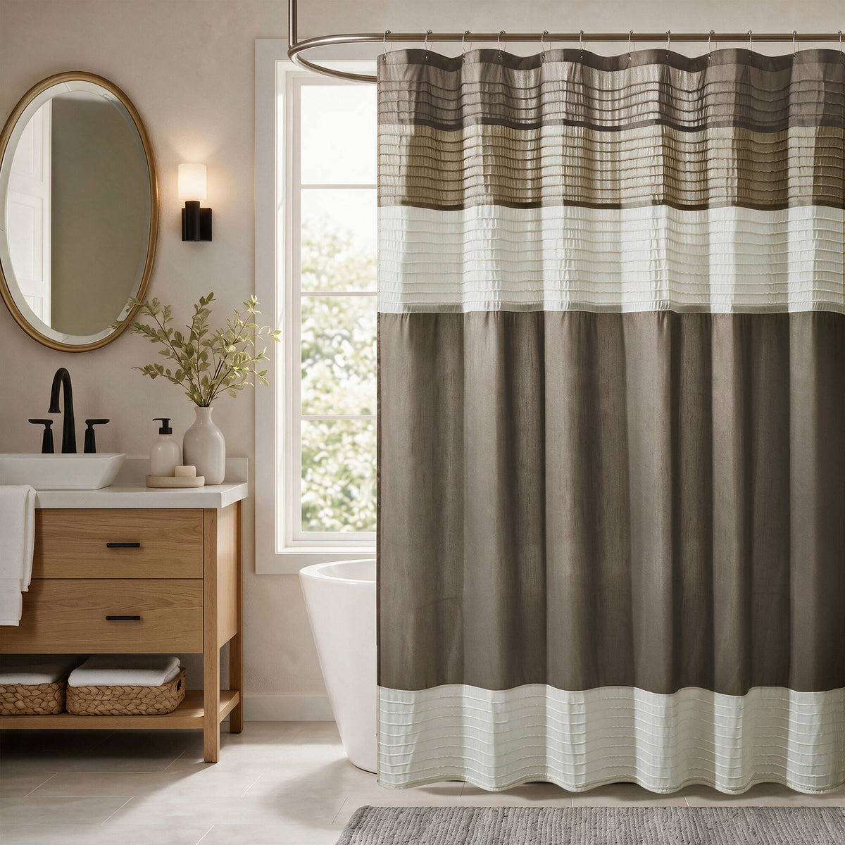 Amherst Faux Silk Shower Curtain - Natural