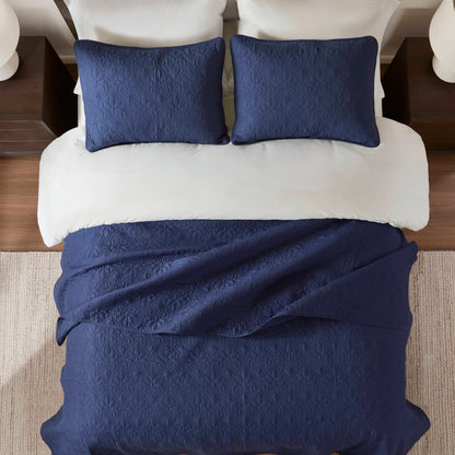 Quebec Reversible Quilt Set - Navy