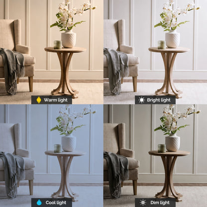 Fatima Round Accent Table - Reclaimed Wheat