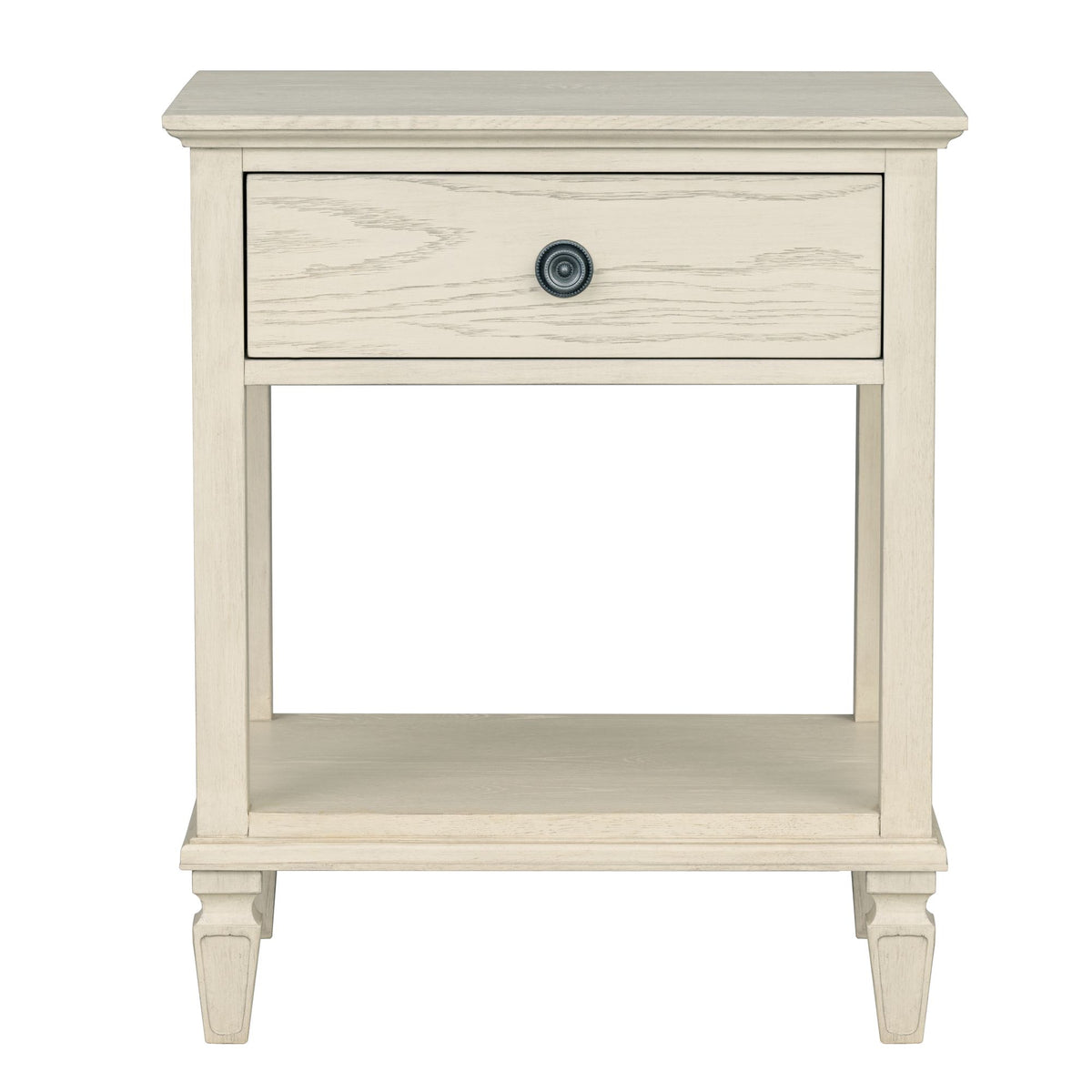Victoria one-drawer wood bedside table with shelf - Antique Cream