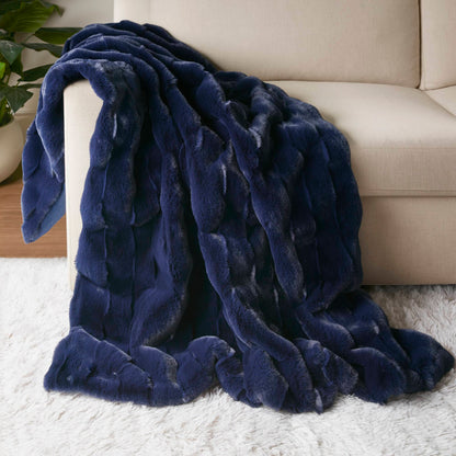 Vivienne Faux Fur Throw - Navy