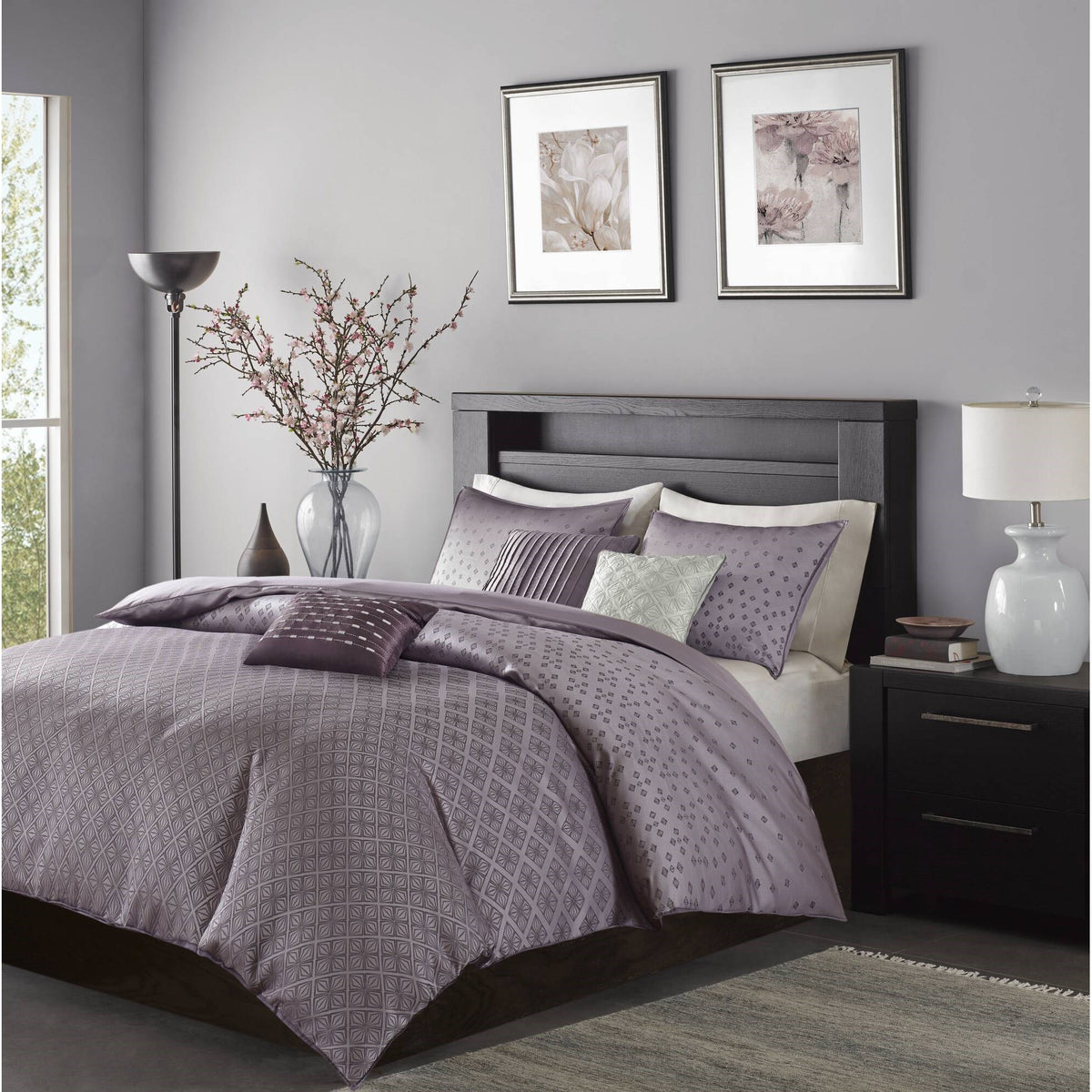 Biloxi 6 Piece Jaquard Duvet Cover Set - Purple