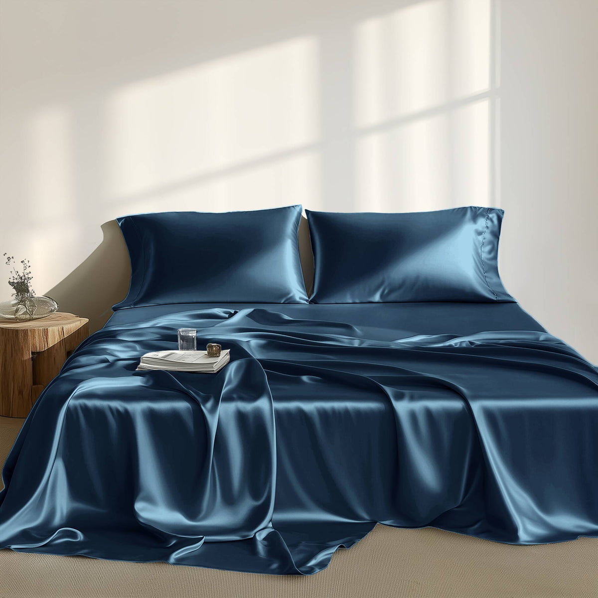 Satin Luxury Sheet Set - Midnight Blue