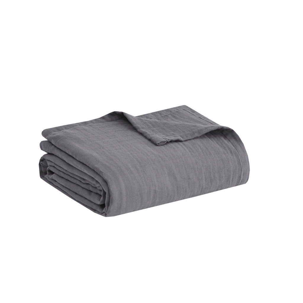 Gauze 100% Cotton Lightweight Blanket - Charcoal
