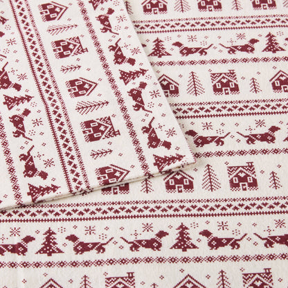 Cozy Cotton Flannel Printed Sheet Set - Dog Fair Isle