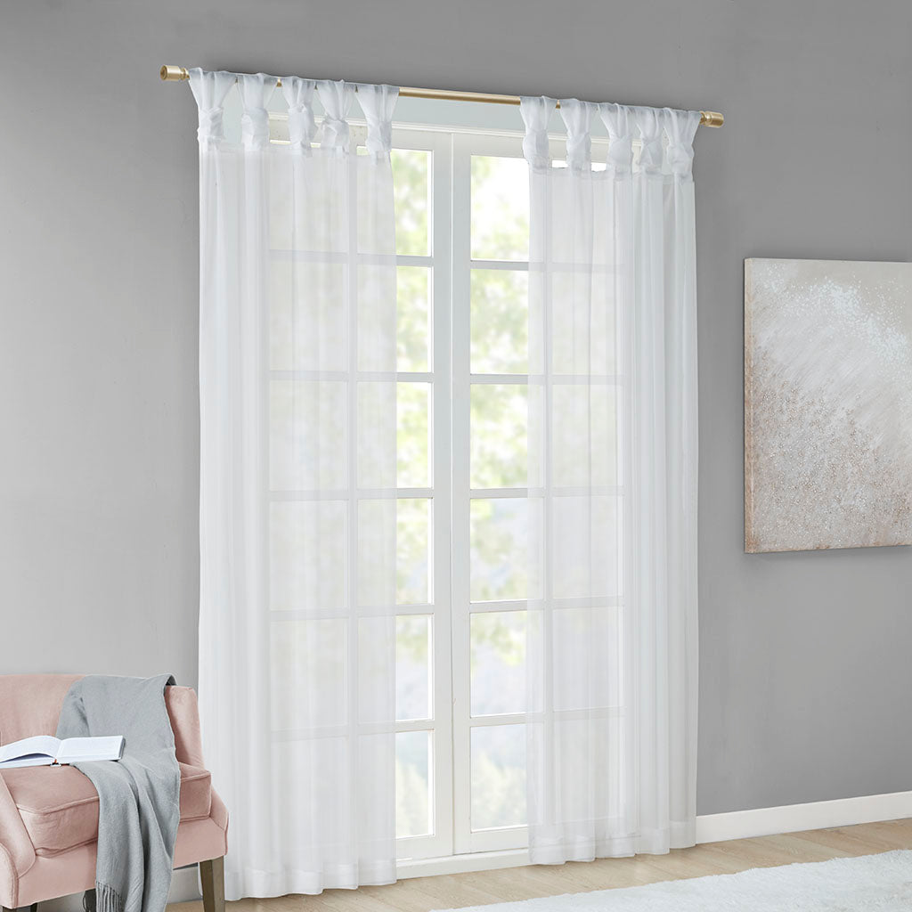 Ceres Twist Tab Voile Sheer Window Pair - White