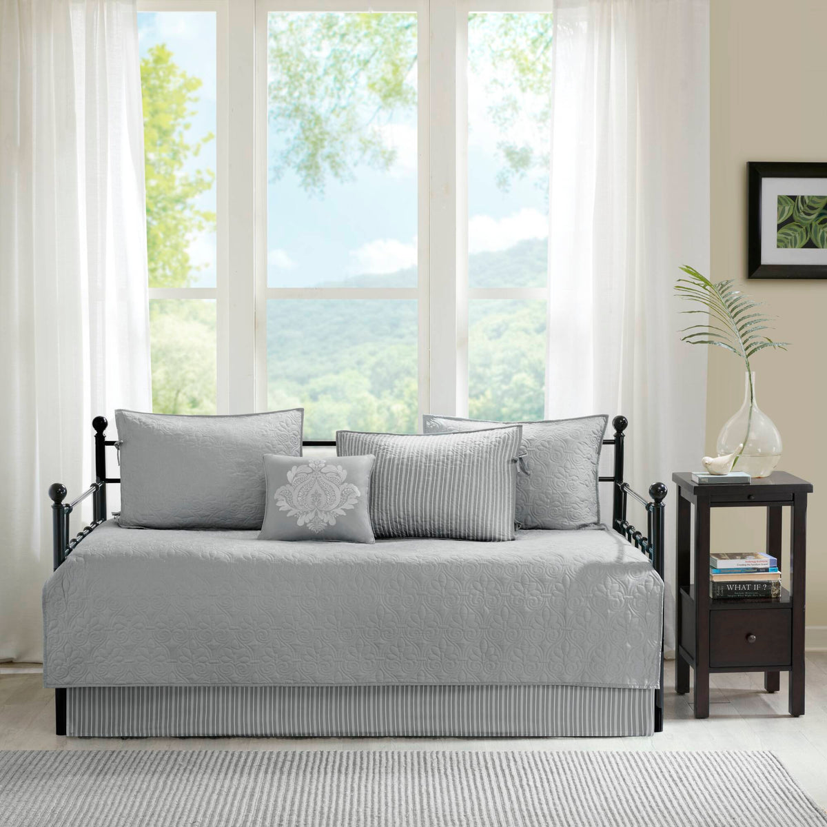 Quebec 6 Piece Reversible Daybed Cover Set - Grey