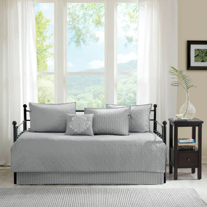 Quebec 6 Piece Reversible Daybed Cover Set - Grey