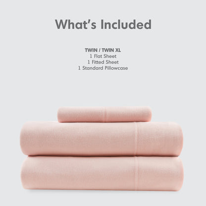 Cotton Blend Jersey Knit All Season Sheet Set - Blush