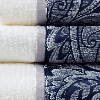 Aubrey 6 Piece Jacquard Towel Set - Navy