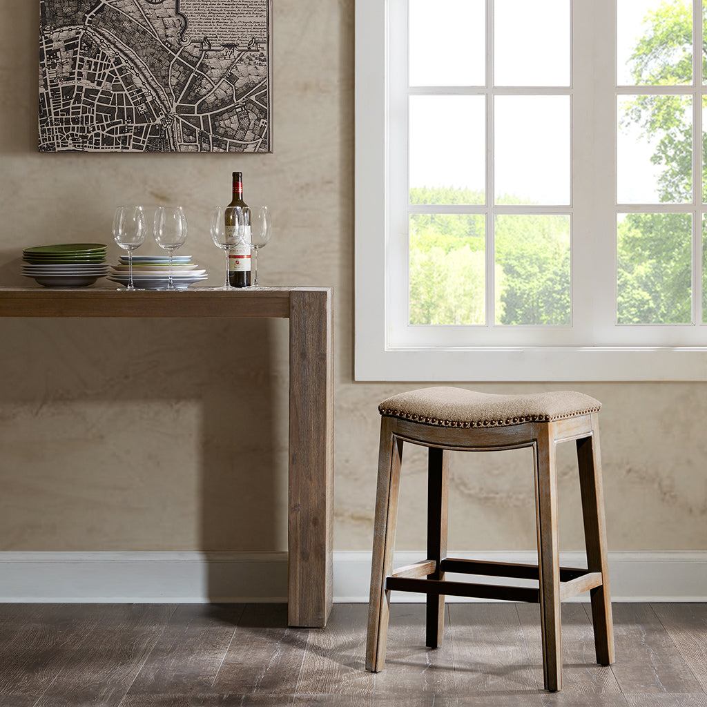 Belfast Saddle Counter Stool - Linen