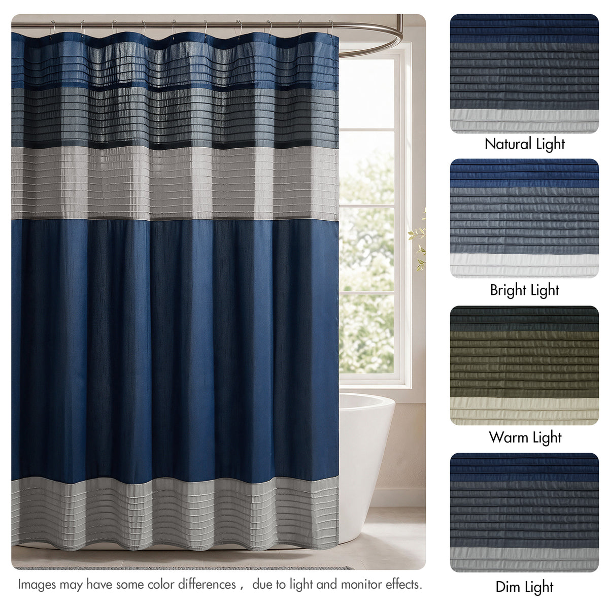 Amherst Faux Silk Shower Curtain - Navy