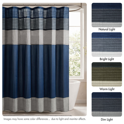 Amherst Faux Silk Shower Curtain - Navy
