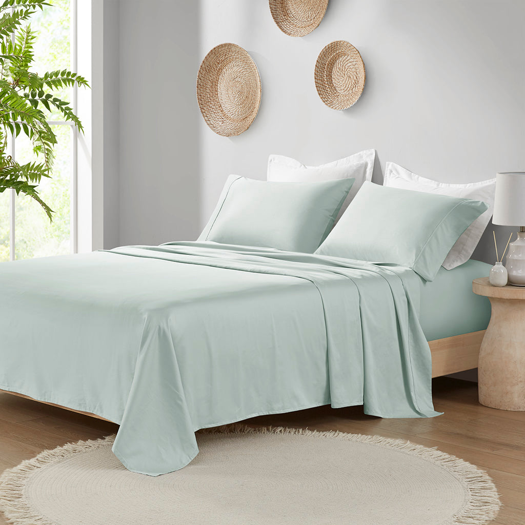 300 Thread Count 100% Organic Cotton Deep Pocket Sheet Set - Aqua