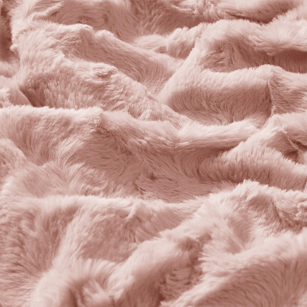 Zuri Oversized Faux Fur Throw - Blush