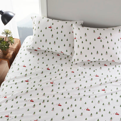 Cotton Flannel Sheet Set - Green Tree Trip