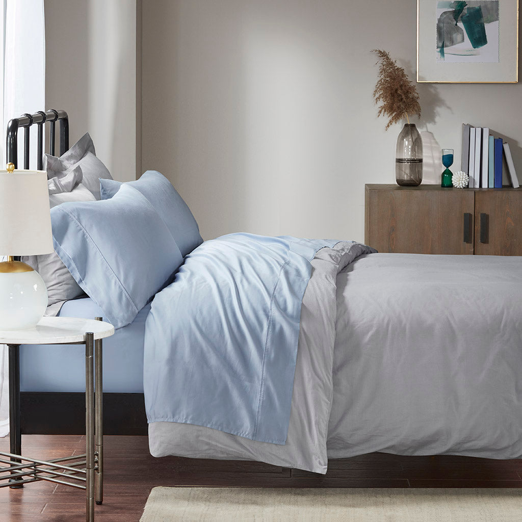 1500 Thread Count Cotton Blend 4 PC Sheet Set - Blue